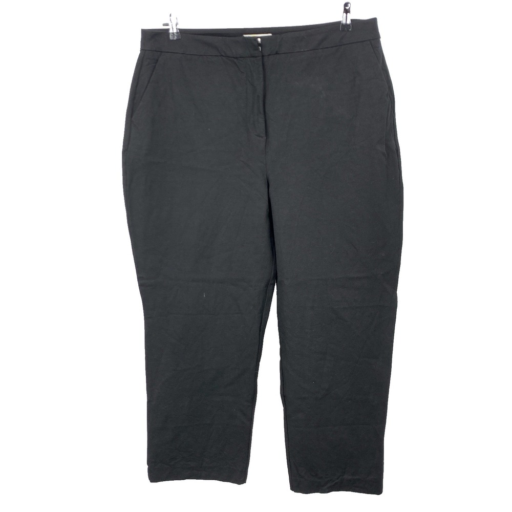 Boden Women Size 16 18 LONG Pants Black Straight Leg Trousers Bi Stretch Ankle